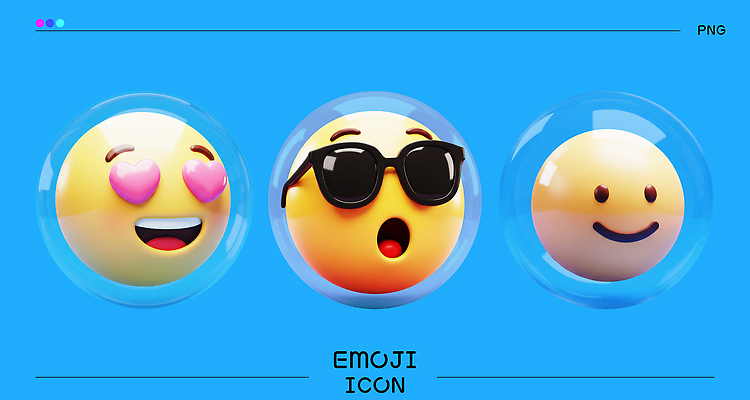 PSD 편집이미지 하늘색 3D캐릭터 사랑 미소 사람없음 세트 선글라스 3D 놀람 하트 반하는 이모지 편집3D 모양 캐릭터 감정 안경 컨셉 표정 파란색 디지털합성 파일형식