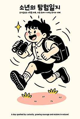 전신 남자 어린이 일러스트 책가방 한명 웃음 들기 소년 잔디 반짝임 달리기 망원경 탐험 일기 소년한명만 일러캐릭터 AI파일 식물 캐릭터 1 가방 모션 표정 사람 남자한명만 소년만 파일형식 벡터