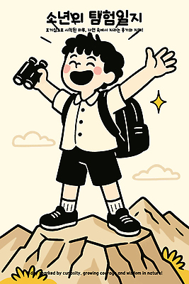 전신 구름 남자 어린이 일러스트 책가방 한명 웃음 들기 소년 반짝임 망원경 만세 탐험 일기 정상 소년한명만 일러캐릭터 AI파일 자연요소 캐릭터 1 가방 모션 표정 사람 남자한명만 소년만 파일형식 벡터