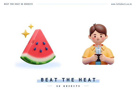 PSD 편집이미지 남자 한명 미소 들기 상반신 성인 여름 반짝임 세트 3D 더위 시원함 수박조각 테이크아웃컵 성인남자한명만 편집3D 1 계절 조각 모션 날씨 수박 표정 사람 컵 디지털합성 남자한명만 성인남자만 파일형식