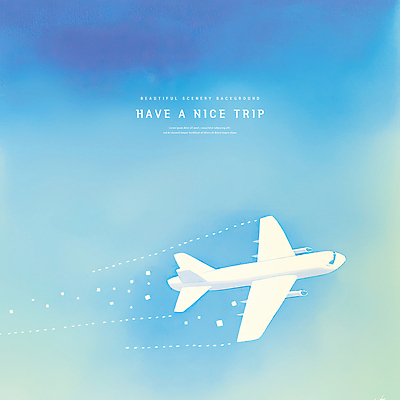 PSD 여행 하늘색 일러스트 하늘 비행기 풍경 사람없음 국내일러스트 항공교통 대중교통 파란색 파일형식