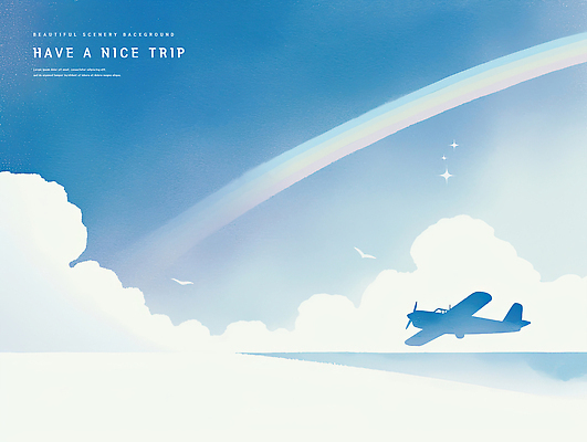 PSD 구름 여행 하늘색 무지개 일러스트 조류 하늘 비행기 풍경 사람없음 반짝임 국내일러스트 자연요소 동물 항공교통 모션 대중교통 파란색 파일형식