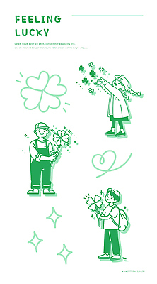 전신 여자 남자 어린이 일러스트 책가방 미소 들기 소녀 소년 세명 초록색 반짝임 손들기 하트 행운 네잎클로버 캡모자 어린이만 국내일러스트 AI파일 모양 식물 모자_잡화 컬러 컨셉 가방 모션 표정 사람 클로버 파일형식 벡터