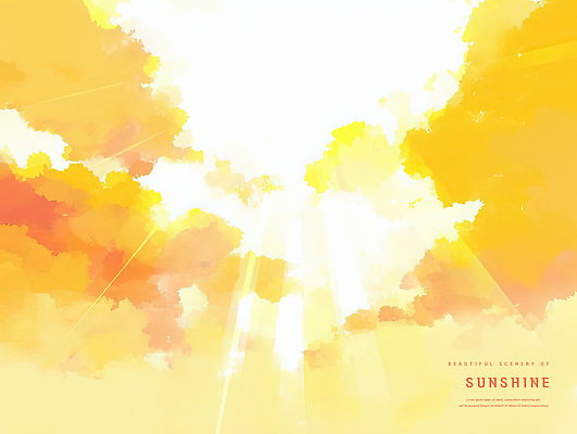 PSD 구름 일러스트 하늘 수채화 사람없음 햇빛 노란색 일출 감성 국내일러스트 자연요소 컬러 컨셉 태양 노을 파일형식
