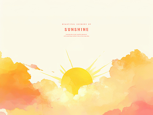 PSD 구름 일러스트 하늘 수채화 사람없음 햇빛 태양 노란색 일출 감성 국내일러스트 자연요소 컬러 컨셉 노을 파일형식
