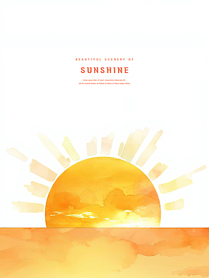 PSD 일러스트 하늘 수채화 사람없음 햇빛 태양 노란색 일출 감성 국내일러스트 자연요소 컬러 컨셉 노을 파일형식