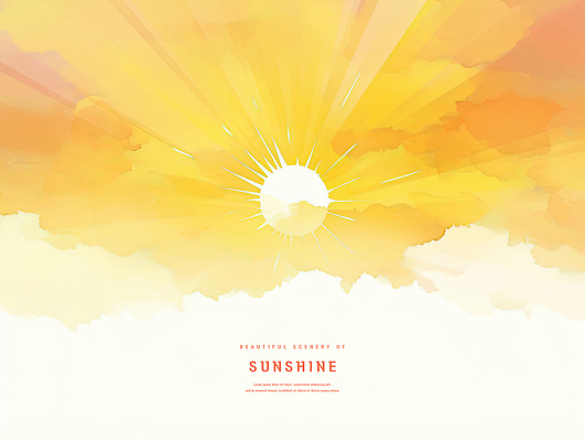 PSD 구름 일러스트 하늘 수채화 사람없음 햇빛 태양 노란색 일출 감성 국내일러스트 자연요소 컬러 컨셉 노을 파일형식