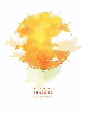 PSD 구름 일러스트 하늘 수채화 사람없음 햇빛 태양 노란색 일출 감성 국내일러스트 자연요소 컬러 컨셉 노을 파일형식