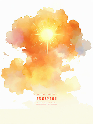 PSD 구름 일러스트 하늘 수채화 사람없음 햇빛 태양 노란색 일출 감성 국내일러스트 자연요소 컬러 컨셉 노을 파일형식