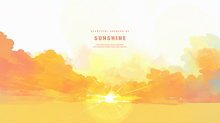 PSD 구름 일러스트 하늘 수채화 사람없음 햇빛 태양 노란색 일출 감성 국내일러스트 자연요소 컬러 컨셉 노을 파일형식