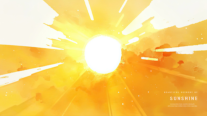 PSD 구름 일러스트 하늘 수채화 사람없음 햇빛 태양 노란색 일출 감성 국내일러스트 자연요소 컬러 컨셉 노을 파일형식