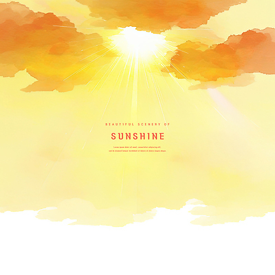 PSD 구름 일러스트 하늘 수채화 사람없음 햇빛 태양 노란색 일출 감성 국내일러스트 자연요소 컬러 컨셉 노을 파일형식