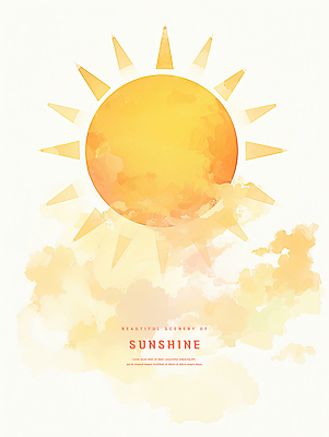 PSD 구름 일러스트 하늘 수채화 사람없음 햇빛 태양 노란색 일출 감성 국내일러스트 자연요소 컬러 컨셉 노을 파일형식