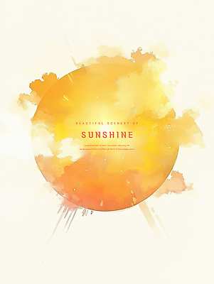 PSD 구름 일러스트 하늘 수채화 사람없음 햇빛 태양 노란색 일출 감성 국내일러스트 자연요소 컬러 컨셉 노을 파일형식