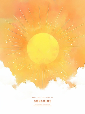 PSD 구름 일러스트 하늘 수채화 사람없음 햇빛 태양 노란색 일출 감성 국내일러스트 자연요소 컬러 컨셉 노을 파일형식