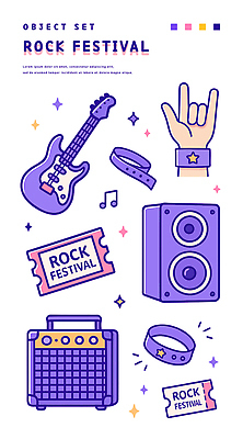손 일러스트 팔찌 손짓 신체부위 반짝임 세트 보라색 스피커 티켓 일렉기타 락 락페스티벌 음악축제 국내일러스트 AI파일 음악 컬러 음향기기 장신구 모션 사람 축제 기타 로큰롤 파일형식 벡터