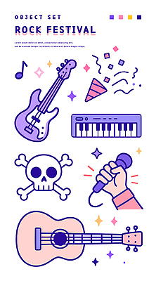 손 일러스트 해골 폭죽 들기 신체부위 반짝임 세트 보라색 일렉기타 마이크 꽃가루 락 락페스티벌 음악축제 전자피아노 국내일러스트 AI파일 음악 컬러 음향기기 모션 뼈 사람 축제 기타 피아노 가루 로큰롤 파일형식 벡터