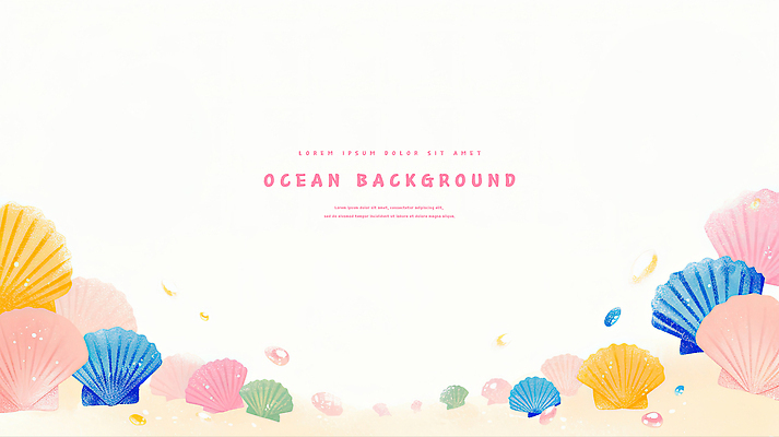 PSD 바다 백그라운드 일러스트 조개 색연필 수채화 불가사리 사람없음 진주 카피스페이스 국내일러스트 어패류 학용품 극피동물 공백 보석 파일형식