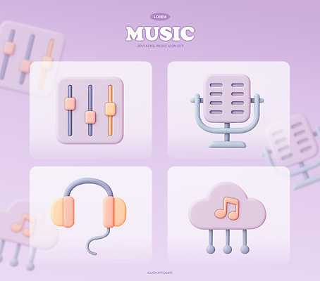 PSD 아이콘 음악 음표 사람없음 세트 3D아이콘 3D 보라색 헤드폰 마이크 오브젝트 사운드믹서 클라우스 편집3D 기호 컬러 음향기기 문화예술 디지털합성 파일형식