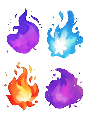PSD 하늘색 일러스트 불꽃 사람없음 빨간색 물 세트 보라색 에너지 게임 원소 묘기 마법 엘리먼트 초능력 이펙트그래픽 국내일러스트 자연요소 컬러 그래픽백그라운드 놀이 불 파란색 화학 파일형식
