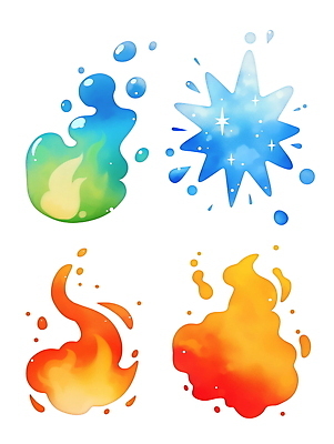 PSD 하늘색 일러스트 불꽃 사람없음 빨간색 연두색 물 세트 얼음 에너지 게임 독약 원소 묘기 폭발 마법 엘리먼트 초능력 이펙트그래픽 국내일러스트 자연요소 컬러 그래픽백그라운드 놀이 불 초록색 파란색 화학 파일형식
