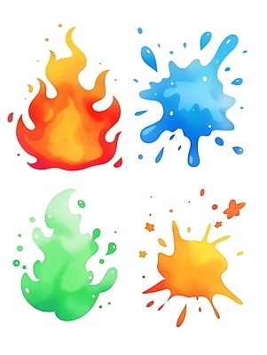 PSD 하늘색 일러스트 불꽃 사람없음 빨간색 연두색 물 세트 에너지 게임 독약 원소 묘기 폭발 마법 엘리먼트 초능력 이펙트그래픽 국내일러스트 자연요소 컬러 그래픽백그라운드 놀이 불 초록색 파란색 화학 파일형식