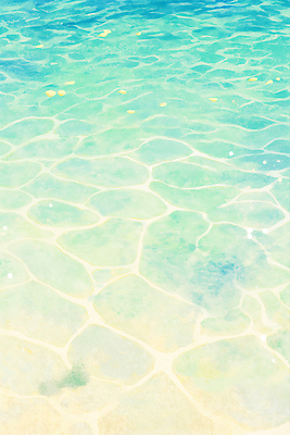 JPG 물결 모래 바다 일러스트 수채화 사람없음 여름풍경 투명 수면 시원함 에메랄드색 국내일러스트 AI일러스트 AI콘텐츠 컬러 풍경 물 파일형식 여름_계절