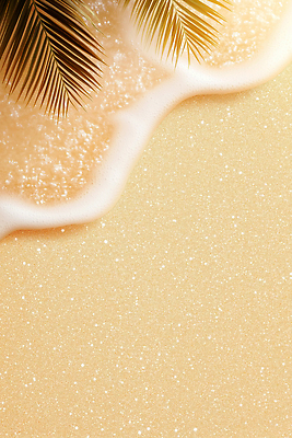 JPG 편집이미지 물결 해변 사람없음 반짝임 모래사장 노란색 여름풍경 야자수잎 카피스페이스 편집실사 AI포토 AI콘텐츠 바다 컬러 잎 모션 풍경 공백 CG 파일형식 여름_계절