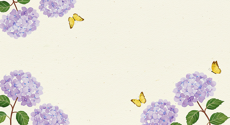 JPG 나비 잎 일러스트 여름꽃 수채화 사람없음 수국 연보라색 베이지색 카피스페이스 국내일러스트 AI일러스트 AI콘텐츠 식물 꽃 컬러 곤충 보라색 공백 파일형식 여름_계절