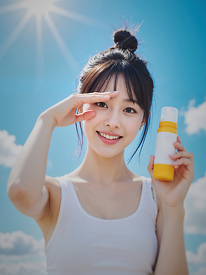 JPG 구름 편집이미지 여자 하늘 그림자 한명 미소 들기 상반신 성인 여름 햇빛 손들기 가림 선크림 의료성형뷰티 성인여자한명만 청량 편집실사 AI인물포토 AI콘텐츠 자연요소 1 계절 모션 표정 사람 태양 화장품 CG 여자한명만 성인여자만 파일형식 AI포토