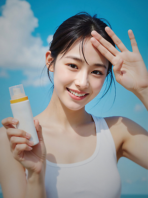 JPG 구름 편집이미지 여자 하늘 그림자 한명 미소 들기 상반신 성인 여름 햇빛 손들기 가림 선크림 의료성형뷰티 성인여자한명만 청량 편집실사 AI인물포토 AI콘텐츠 자연요소 1 계절 모션 표정 사람 태양 화장품 CG 여자한명만 성인여자만 파일형식 AI포토