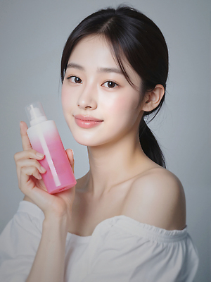 JPG 편집이미지 여자 한명 미소 들기 상반신 성인 피부관리 스킨케어 클렌징 클렌징오일 클렌징크림 클렌징폼 의료성형뷰티 성인여자한명만 편집실사 AI인물포토 AI콘텐츠 1 모션 표정 사람 뷰티 청결 CG 세안용품 여자한명만 성인여자만 파일형식 AI포토