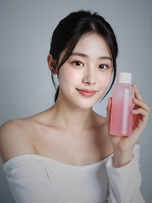 JPG 편집이미지 여자 한명 미소 들기 상반신 성인 피부관리 스킨케어 클렌징 클렌징오일 클렌징크림 클렌징폼 의료성형뷰티 성인여자한명만 편집실사 AI인물포토 AI콘텐츠 1 모션 표정 사람 뷰티 청결 CG 세안용품 여자한명만 성인여자만 파일형식 AI포토