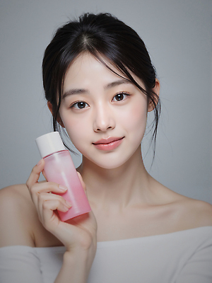 JPG 편집이미지 여자 한명 미소 들기 상반신 성인 피부관리 스킨케어 클렌징 클렌징오일 클렌징크림 클렌징폼 의료성형뷰티 성인여자한명만 편집실사 AI인물포토 AI콘텐츠 1 모션 표정 사람 뷰티 청결 CG 세안용품 여자한명만 성인여자만 파일형식 AI포토