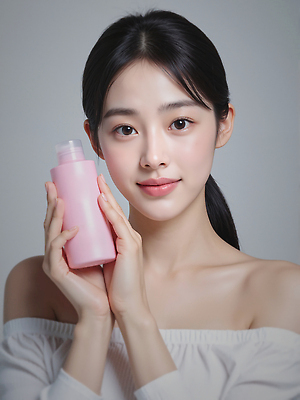 JPG 편집이미지 여자 한명 미소 들기 상반신 성인 피부관리 스킨케어 클렌징 클렌징오일 클렌징크림 클렌징폼 의료성형뷰티 성인여자한명만 편집실사 AI인물포토 AI콘텐츠 1 모션 표정 사람 뷰티 청결 CG 세안용품 여자한명만 성인여자만 파일형식 AI포토