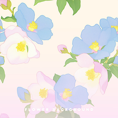 PSD 분홍색 잎 꽃백그라운드 일러스트 수채화 사람없음 파란색 국내일러스트 식물 꽃 컬러 백그라운드 파일형식