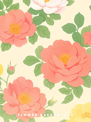 PSD 분홍색 잎 꽃백그라운드 일러스트 수채화 사람없음 국내일러스트 식물 꽃 컬러 백그라운드 파일형식