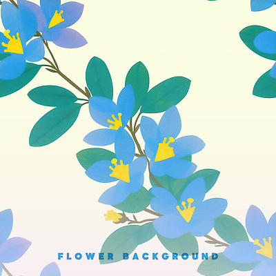 PSD 잎 꽃백그라운드 일러스트 수채화 사람없음 파란색 연노랑색 국내일러스트 식물 꽃 컬러 백그라운드 노란색 파일형식