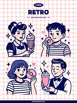 여자 남자 리본 일러스트 미소 들기 여러명 상반신 성인 반짝임 세트 눈감음 하트 체리 도넛 복고 파르페 연분홍색 성인만 키치 국내일러스트 AI파일 모양 분홍색 다수 컨셉 과일 모션 디저트 표정 사람 파일형식 벡터