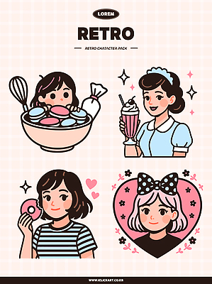 그릇 여자 꽃 리본 잎 일러스트 미소 들기 여러명 상반신 성인 반짝임 세트 하트 체리 도넛 복고 거품기 파르페 마카롱 연분홍색 짤주머니 성인여자만 키치 국내일러스트 AI파일 모양 식물 식기 분홍색 다수 컨셉 과일 모션 주방용품 디저트 표정 사람 제빵도구 여자만 성인만 파일형식 벡터
