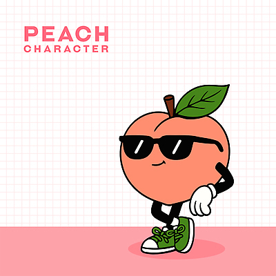 분홍색 장갑 신발 잎 일러스트 미소 사람없음 선글라스 기댐 복숭아 과일캐릭터 엘리먼트 복숭아캐릭터 일러캐릭터 AI파일 식물 캐릭터 잡화 안경 컬러 과일 모션 표정 파일형식 벡터