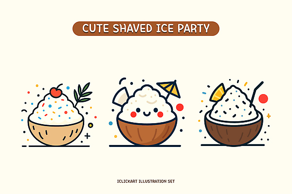 그릇 잎 일러스트 빨대 미소 사람없음 여름 갈색 귀여움 체리 달콤 시원함 코코넛 빙수 과일조각 엘리먼트 종이우산 국내일러스트 AI파일 식물 식기 계절 컬러 조각 컨셉 과일 우산 디저트 표정 맛 파일형식 벡터