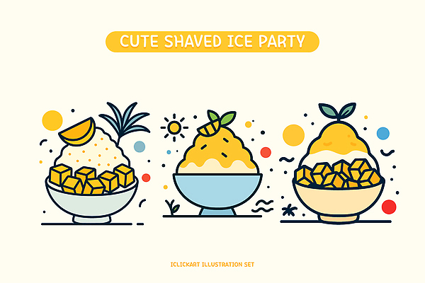 그릇 잎 일러스트 미소 사람없음 여름 태양 노란색 귀여움 달콤 시원함 과일빙수 과일조각 엘리먼트 망고빙수 국내일러스트 AI파일 자연요소 식물 식기 계절 컬러 조각 컨셉 과일 표정 맛 빙수 파일형식 벡터