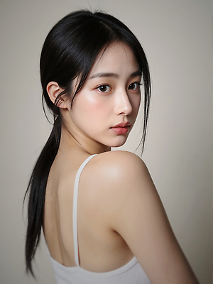 JPG 편집이미지 여자 한명 상반신 성인 민소매 뒤돌아보기 묶은머리 의료성형뷰티 성인여자한명만 편집실사 AI인물포토 AI콘텐츠 1 헤어스타일 상의 모션 사람 CG 여자한명만 성인여자만 파일형식 AI포토