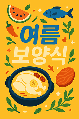 포스터 잎 일러스트 육류 어류 사람없음 여름 반짝임 노란색 하트 홍고추 삼계탕 수박조각 국내일러스트 AI파일 모양 식물 계절 컬러 조각 식재료 모션 고추 수박 수중동물 보양식 파일형식 벡터