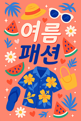 패션 꽃 포스터 분홍색 잎 가방 일러스트 사람없음 여름 선글라스 하트 쪼리 밀짚모자 꽃무늬셔츠 수박조각 국내일러스트 AI파일 모양 식물 모자_잡화 잡화 계절 안경 컬러 조각 셔츠 수박 샌들 파일형식 벡터