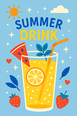 구름 포스터 음료 하늘색 잎 일러스트 딸기 잔 사람없음 여름 반짝임 태양 하트 수박조각 오렌지조각 국내일러스트 AI파일 자연요소 모양 식물 식기 계절 조각 오렌지 과일 모션 수박 파란색 파일형식 벡터