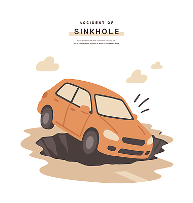 구름 일러스트 승용차 사람없음 위험 자연재해 빠짐 긴급상황 지반침하 국내일러스트 AI파일 자연요소 컨셉 자동차 긴급 재해 파일형식 벡터