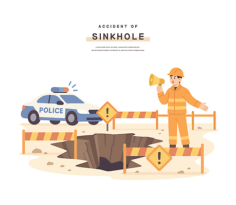 전신 남자 일러스트 한명 들기 성인 확성기 외침 안전모 위험 자연재해 경찰차 경고문 긴급상황 안전펜스 주의표지판 지반침하 성인남자한명만 국내일러스트 AI파일 1 컨셉 모션 자동차 경고 사람 울타리 소리 긴급 표지판 헬멧 안전장비 재해 남자한명만 성인남자만 파일형식 벡터