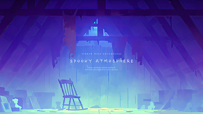 PSD 일러스트 수채화 사람없음 파란색 빛 상자 어둠 분위기 무서움 천 나무의자 다락방 호러 국내일러스트 감정 컬러 컨셉 의자 목재 직물 공포 파일형식